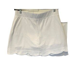 Talbots Womens Skort L Pique Scalloped Edge Preppy White Tennis Golf Pickleball